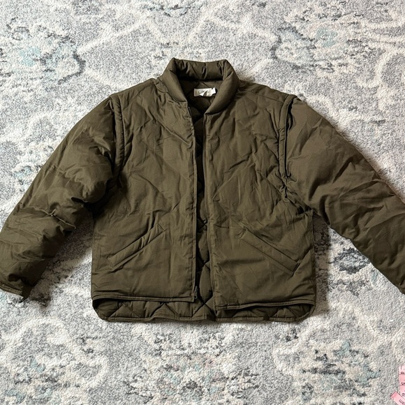 J. Crew Vintage Khaki Quilted Jacket/Vest DuckDown Filled